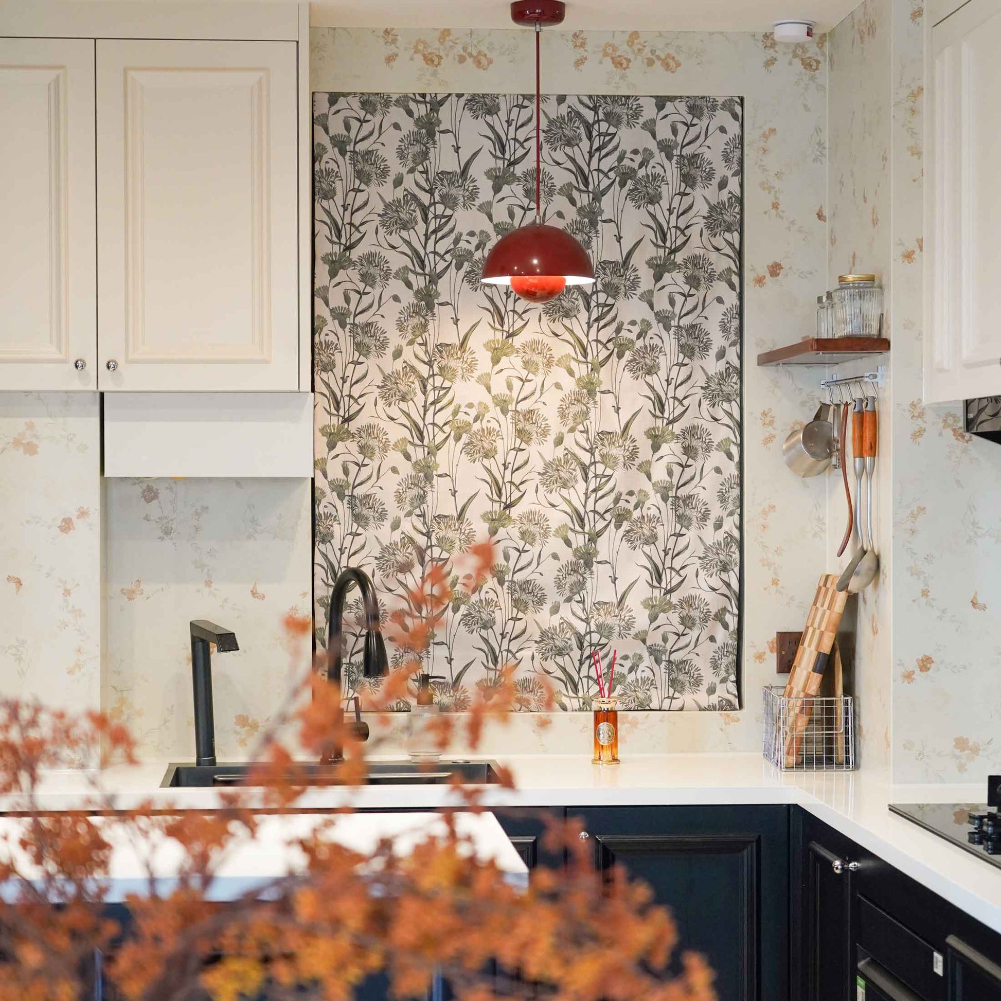Julia Sage Floral Custom Roman Shade