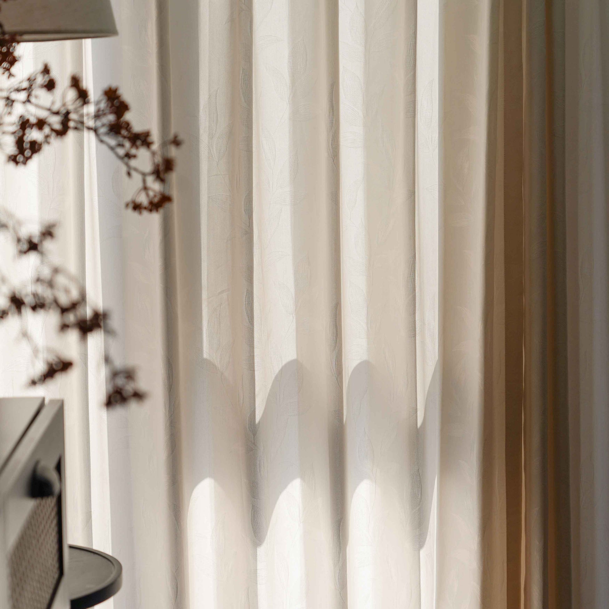 Ivy Vine Leaf Cotton Sheer Curtains