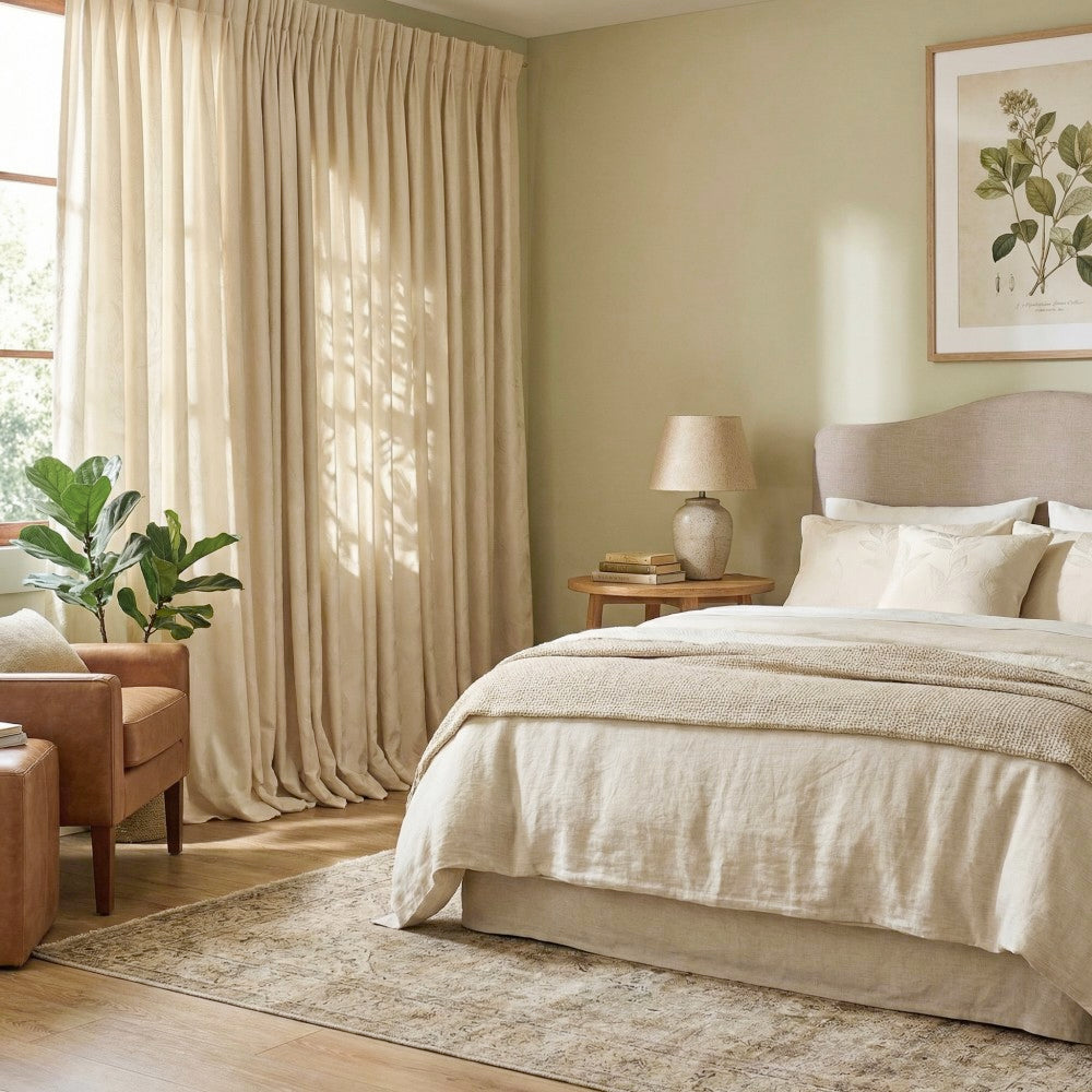 Ivy Vine Leaf Cotton Sheer Curtains