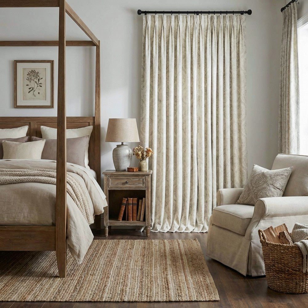Jolie French Country Style Damak Patterned Curtains
