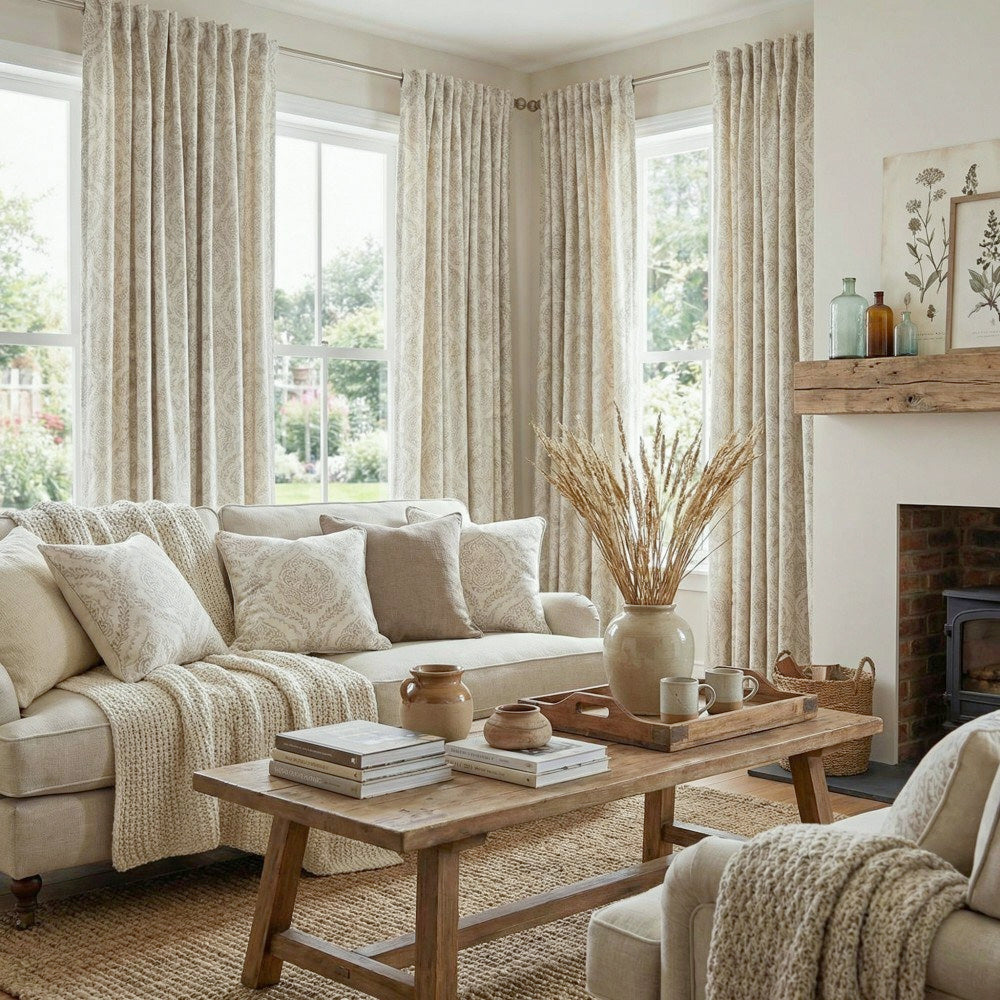 Jolie French Country Style Damak Patterned Curtains