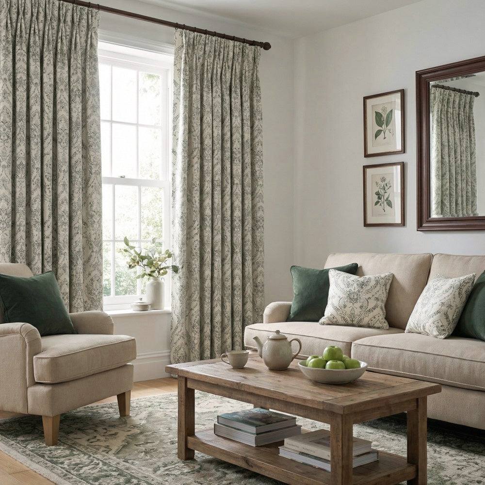 Jolie French Country Style Damak Patterned Curtains