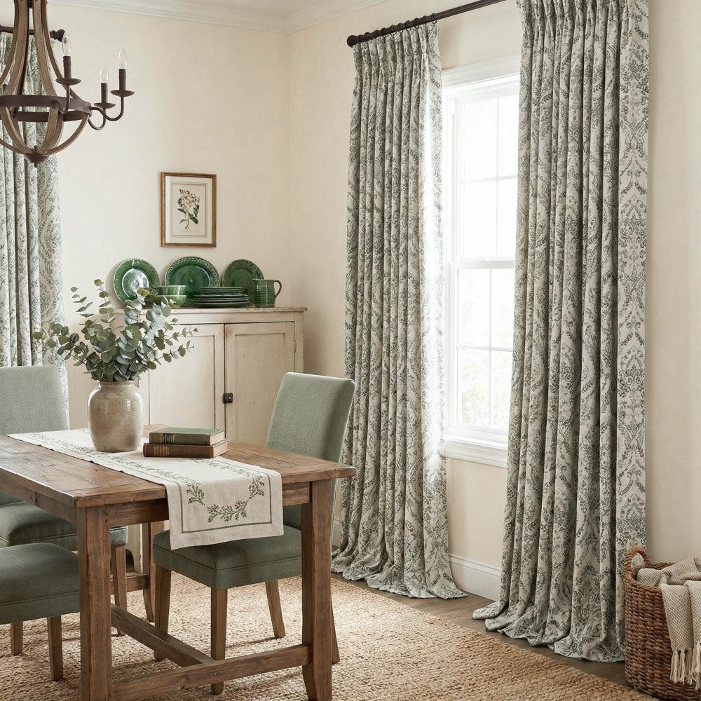 Jolie French Country Style Damak Patterned Curtains