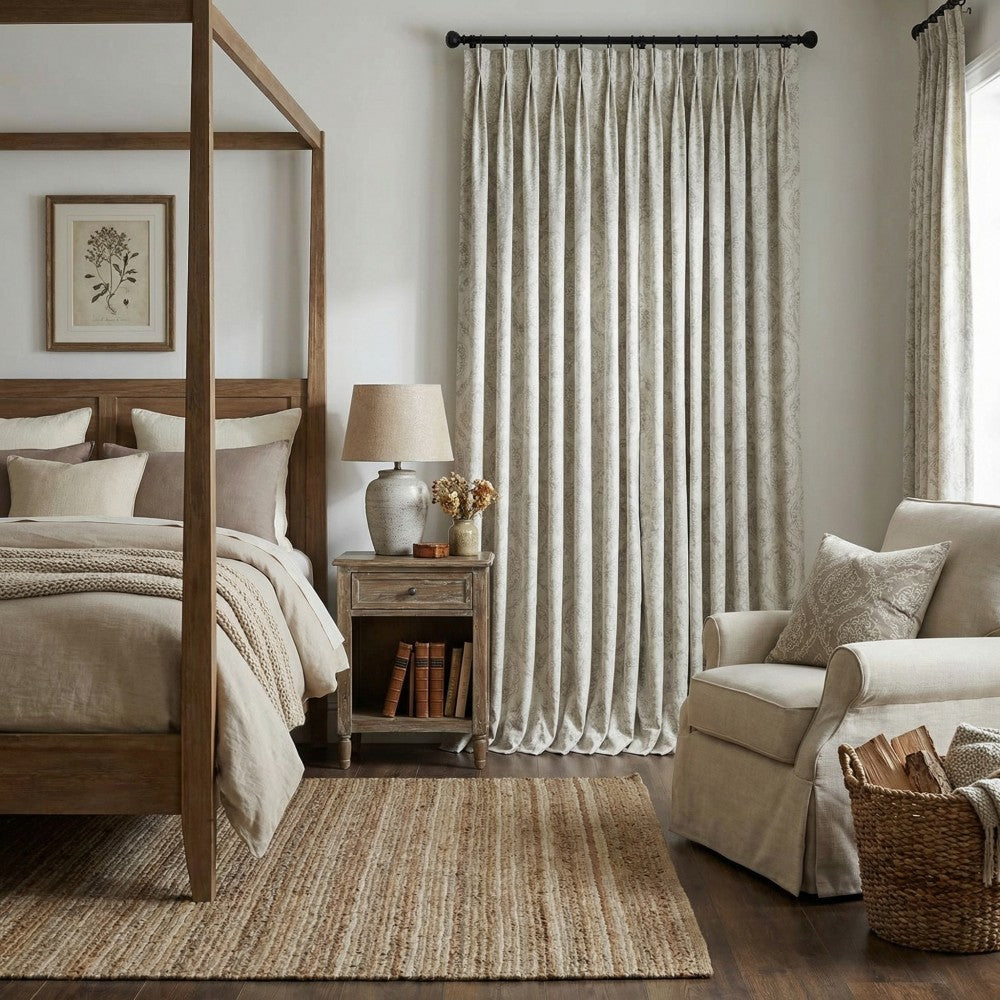 Jolie French Country Style Damak Patterned Curtains