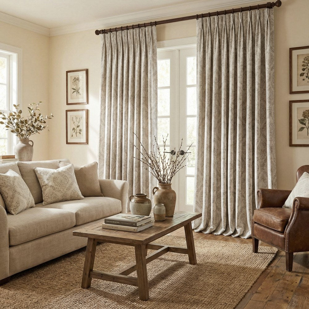 Jolie French Country Style Damak Patterned Curtains