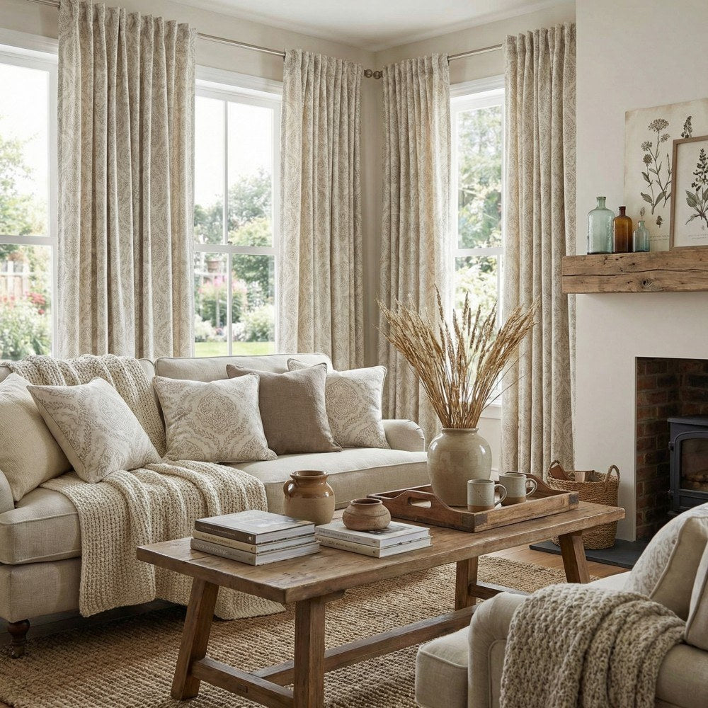 Jolie French Country Style Damak Patterned Curtains