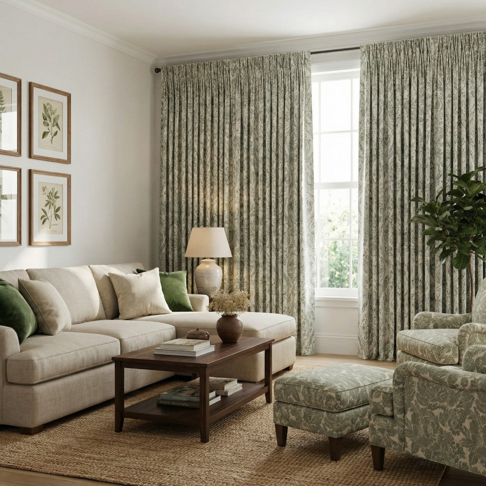 Jolie French Country Style Damak Patterned Curtains