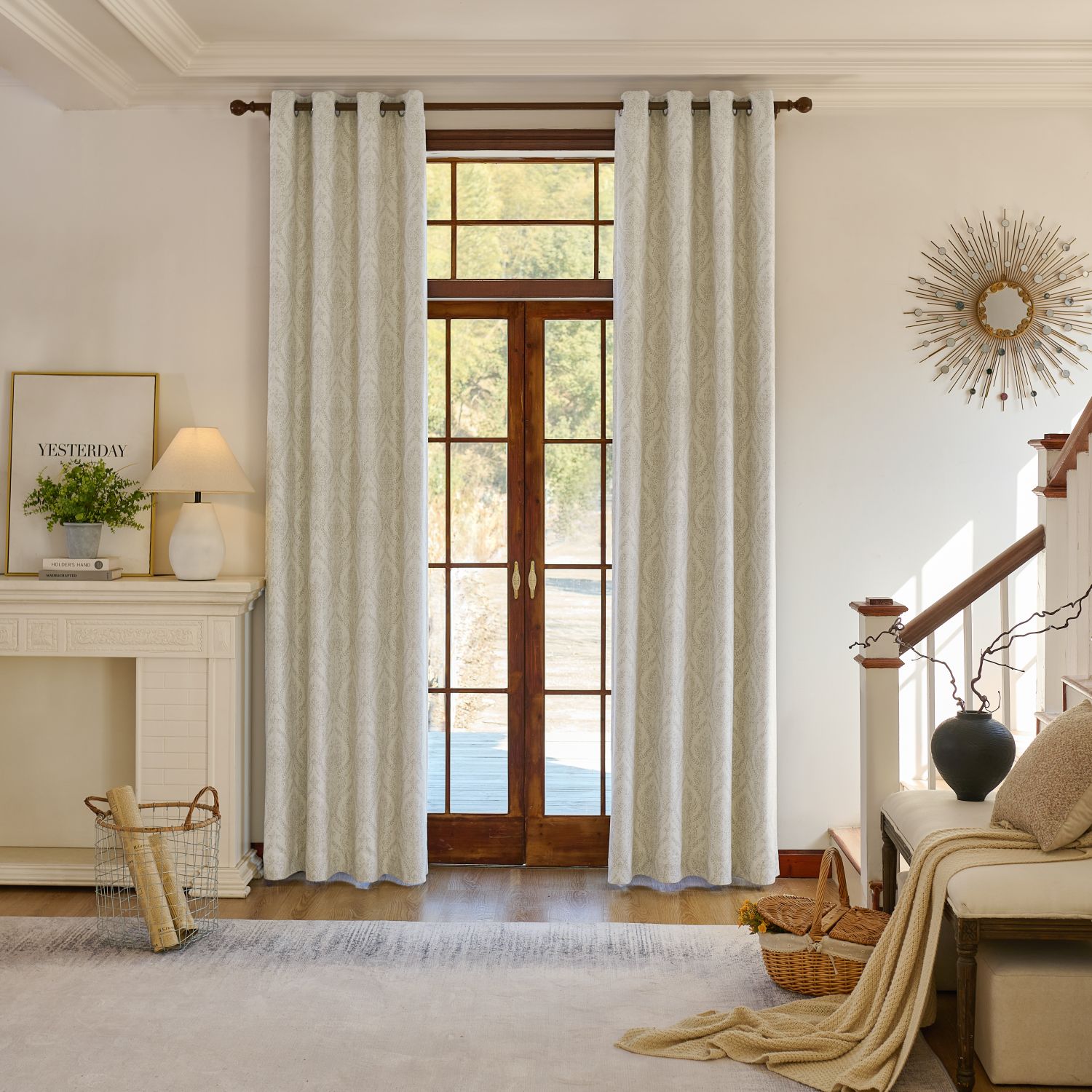 Jolie French Country Style Damak Patterned Curtains