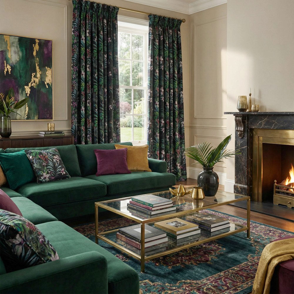 Jonah Green Fancy Garden Printed Curtains