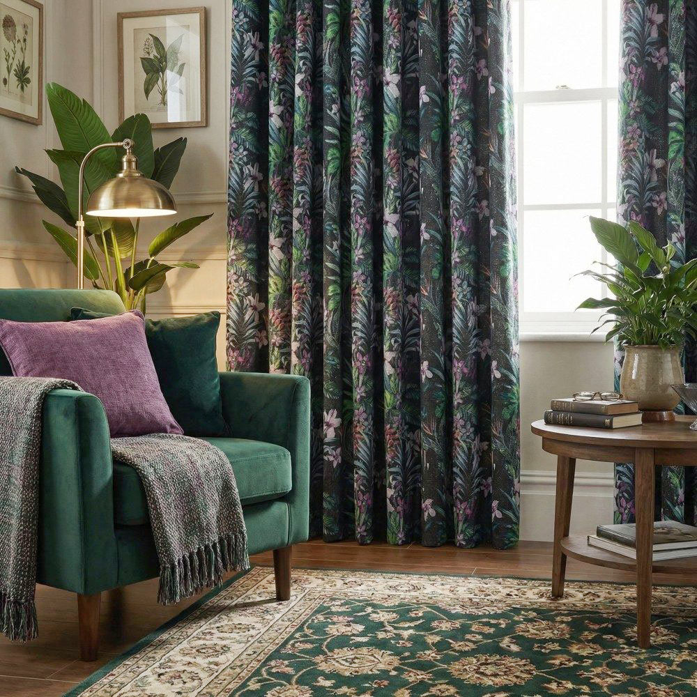 Jonah Green Fancy Garden Printed Curtains