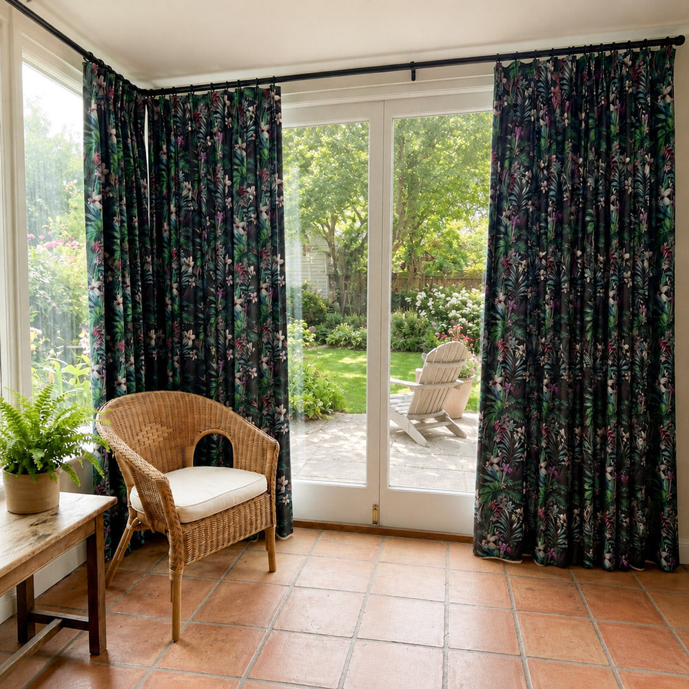 Jonah Green Fancy Garden Printed Curtains