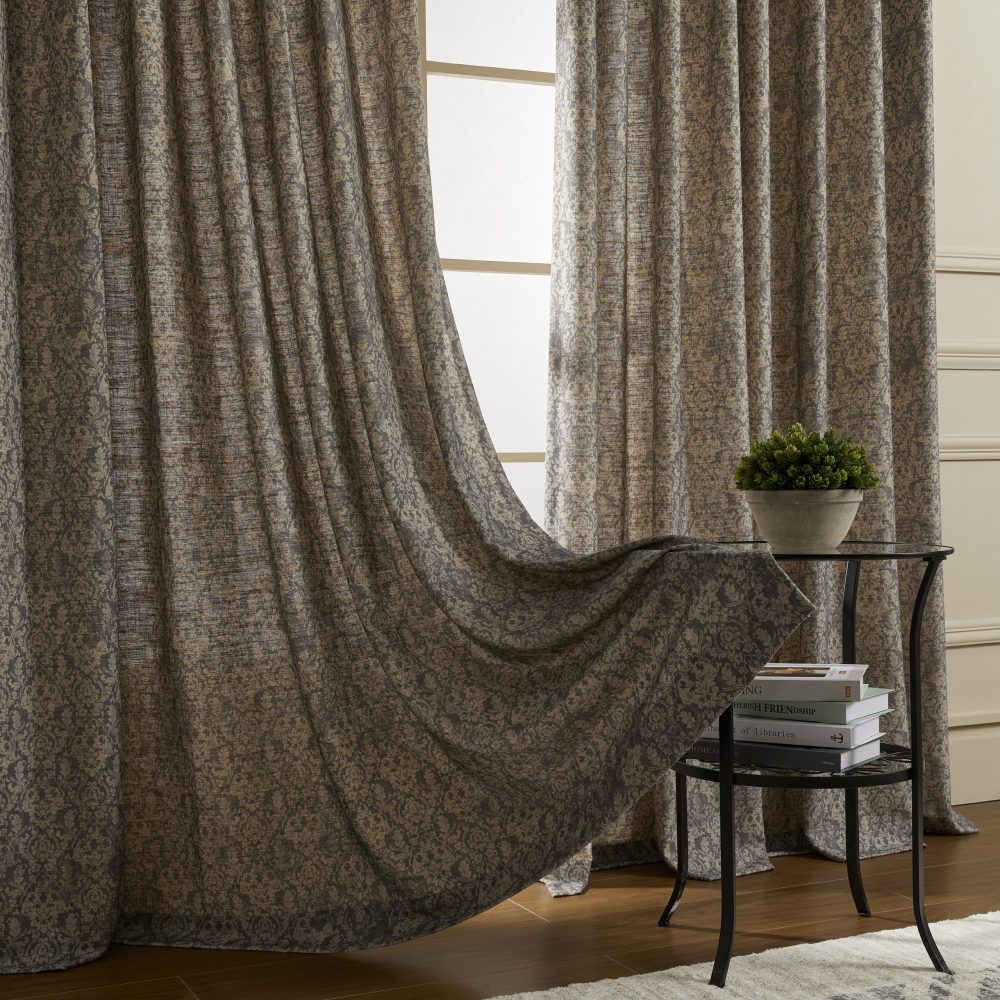 Josephine Printed Damask Linen Custom Curtains