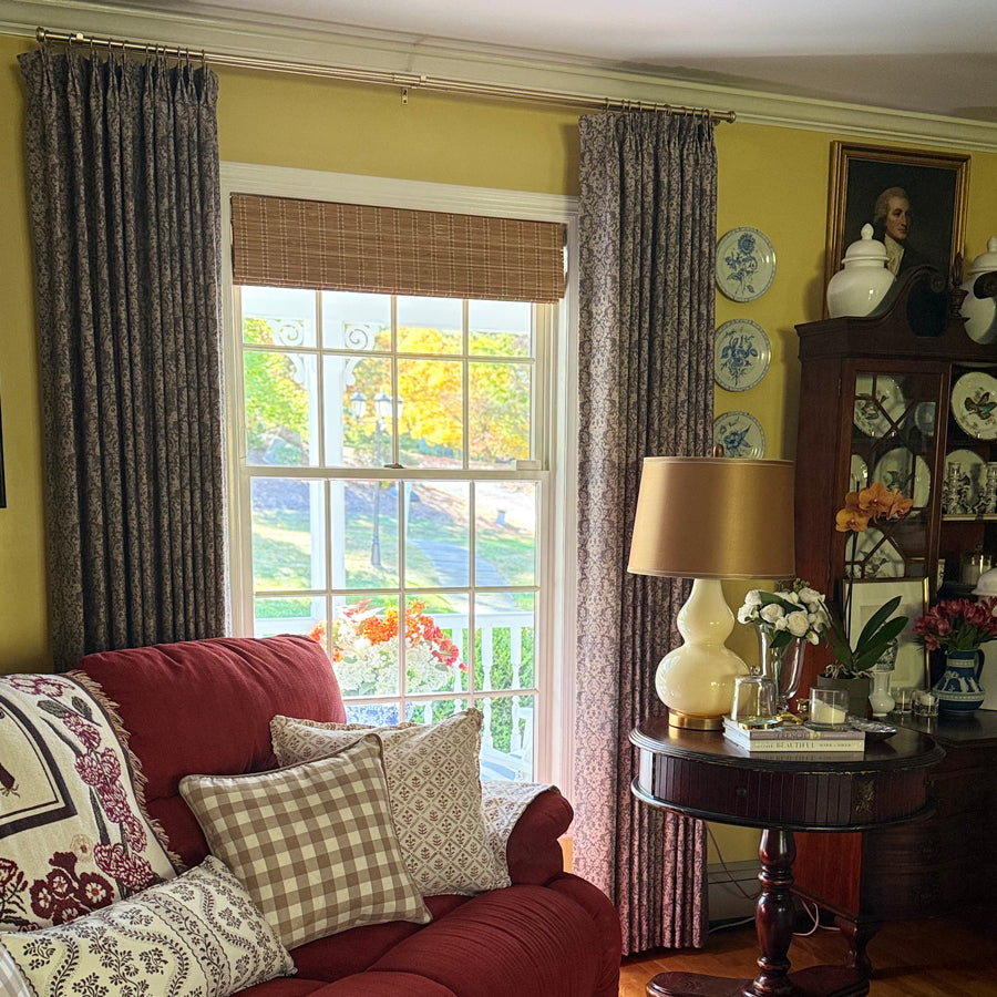 Josephine Printed Damask Linen Custom Curtains