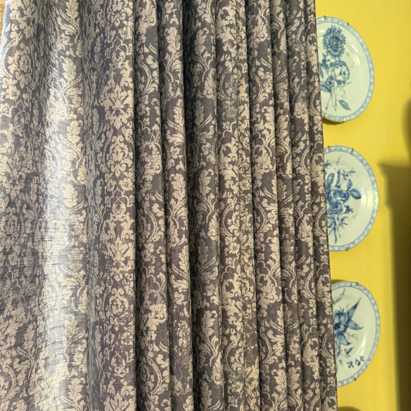 Josephine Printed Damask Linen Custom Curtains