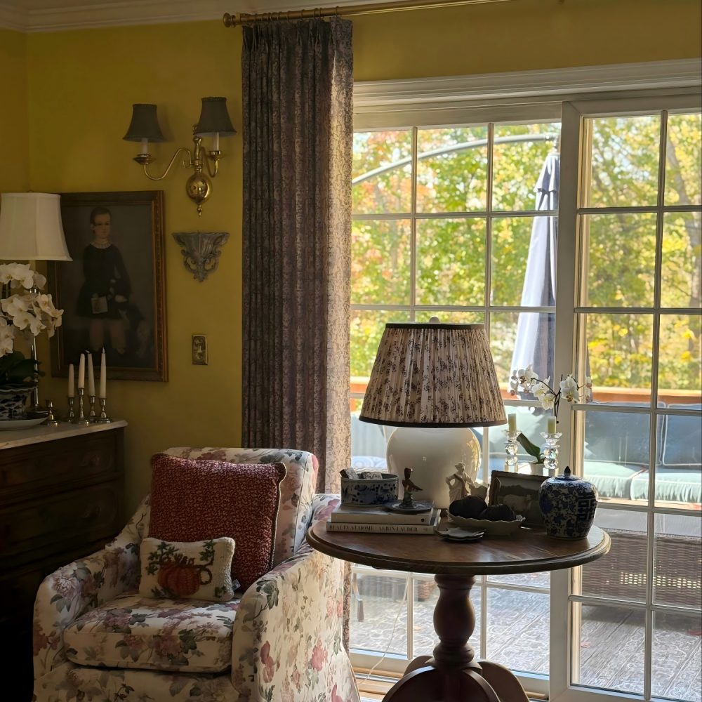 Josephine Printed Damask Linen Custom Curtains