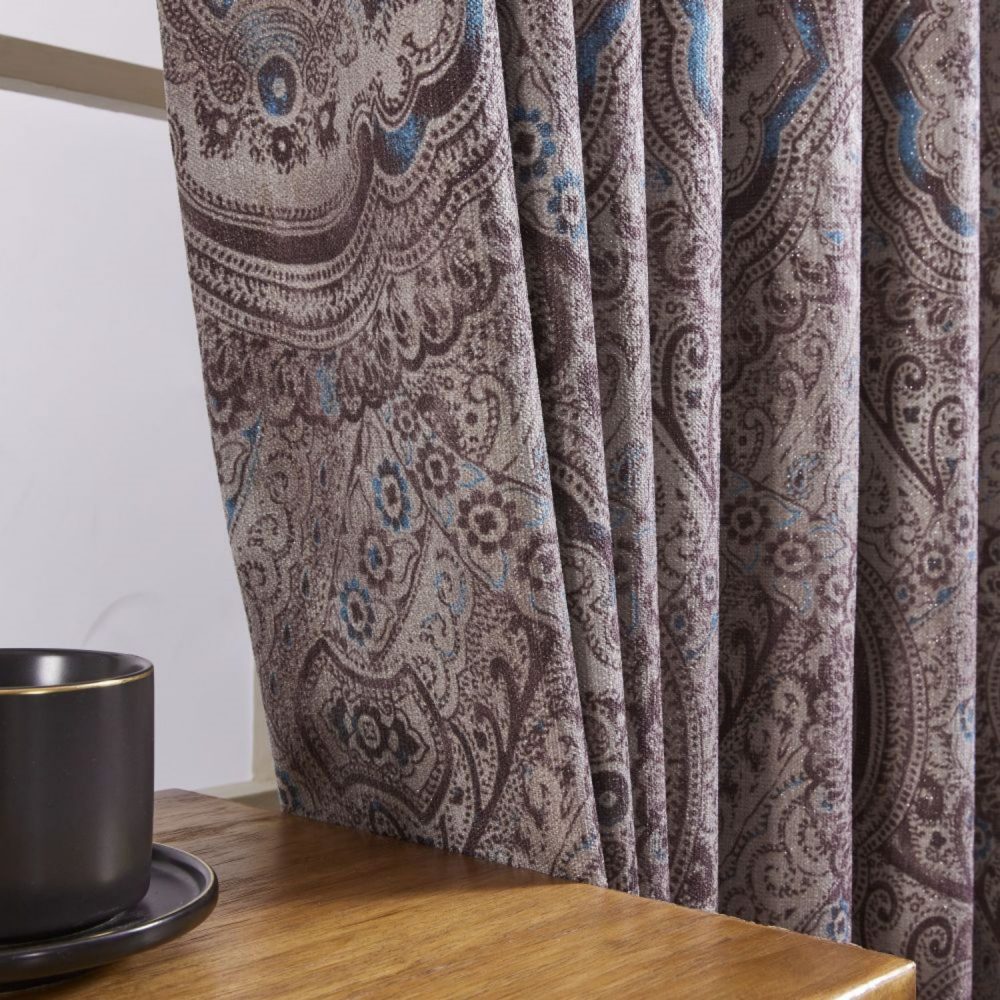 Jules Dark Purple Damask Curtains