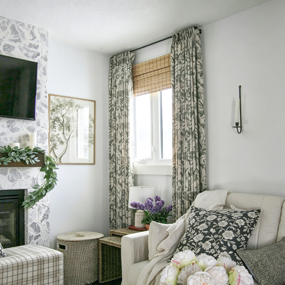 Julia Green Printed Sage Floral Curtains
