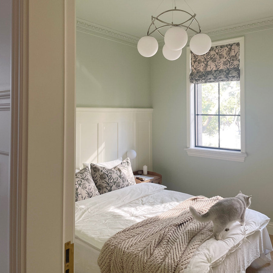 Julia Sage Floral Custom Roman Shade