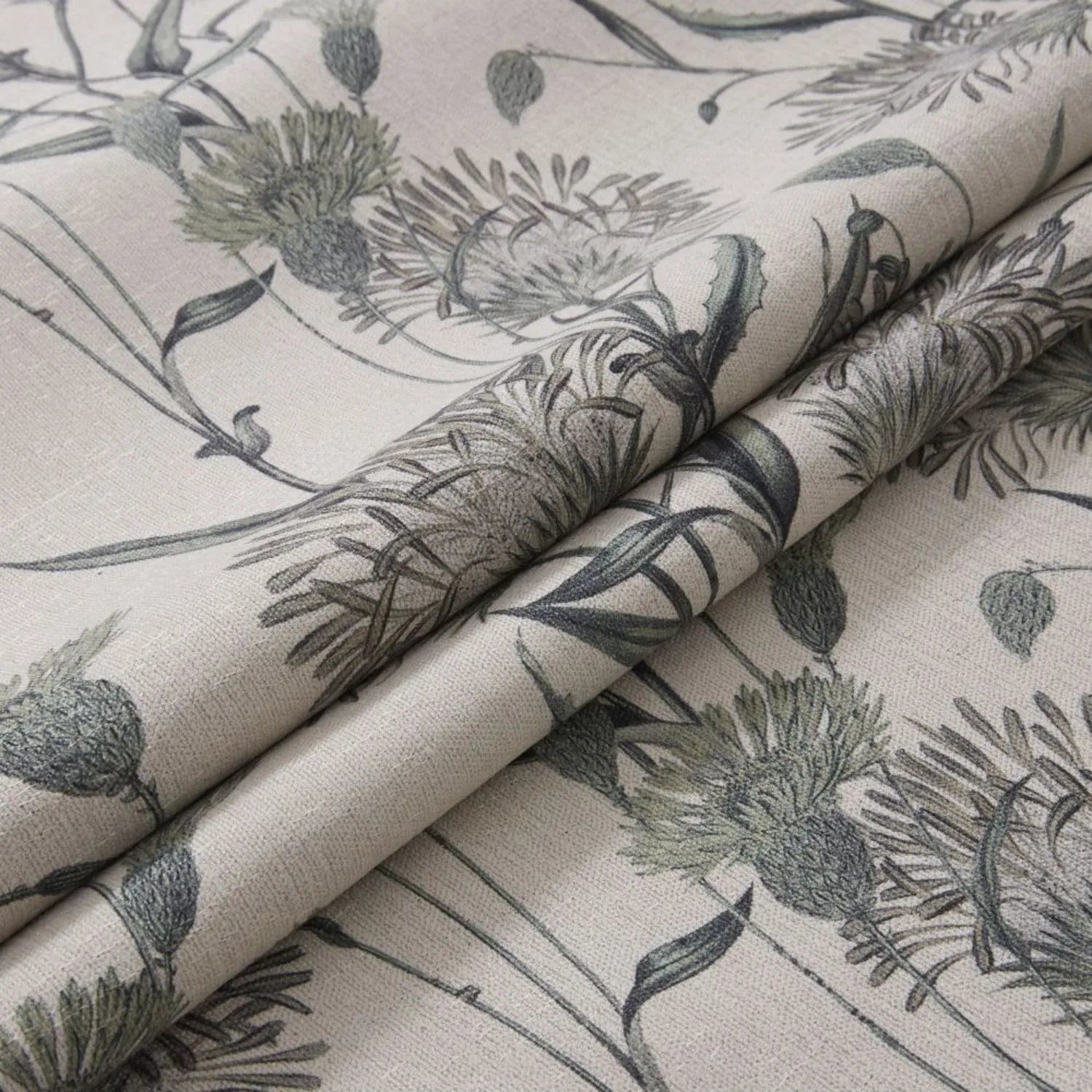 Julia Green Printed Sage Floral Curtains