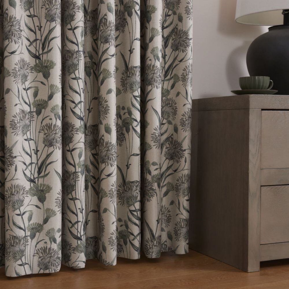 Julia Green Printed Sage Floral Curtains
