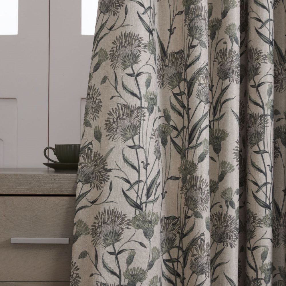 Julia Green Printed Sage Floral Curtains