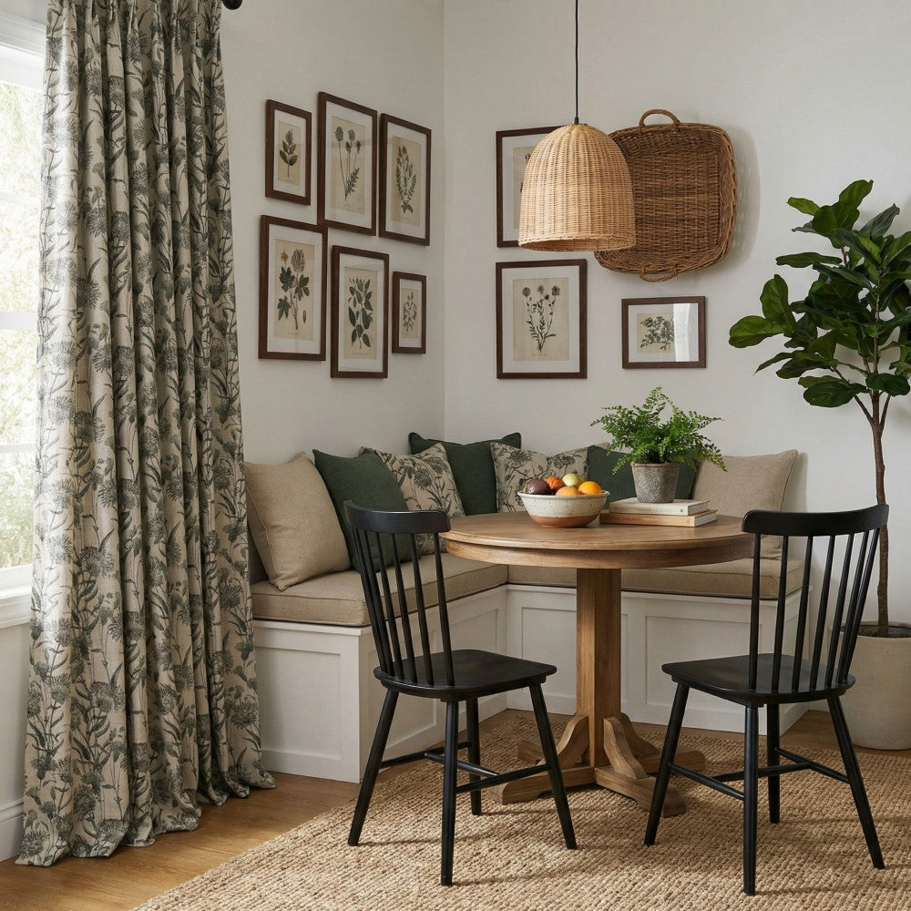 Julia Green Printed Sage Floral Curtains