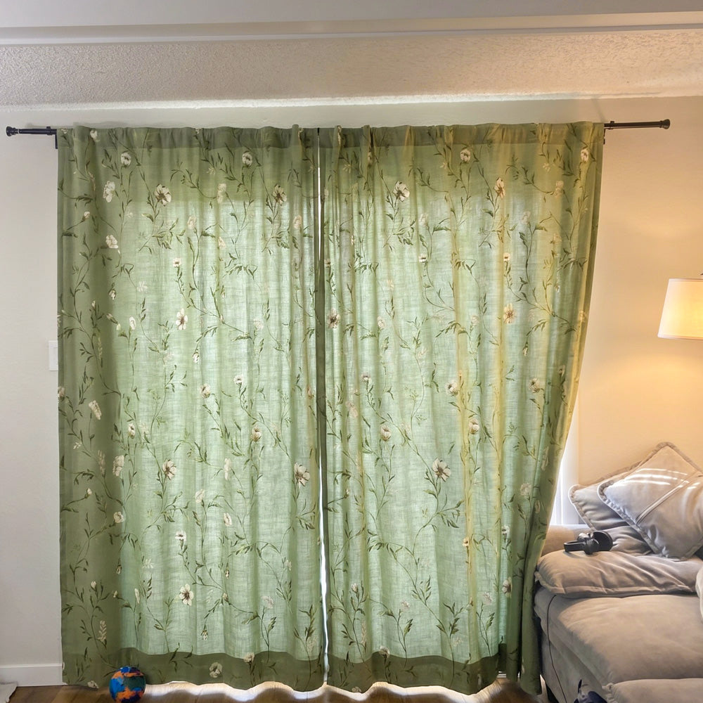 Rideaux floraux sauge style pastoral Jussi