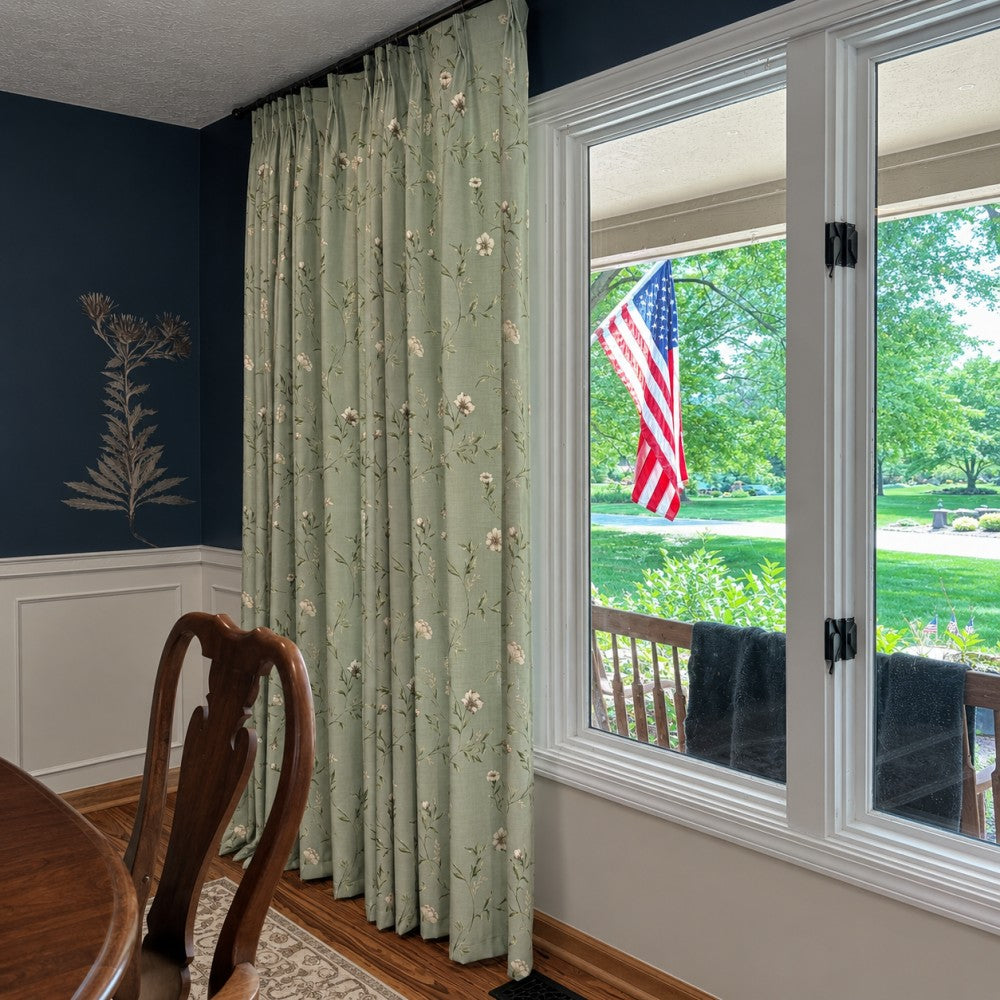 Jussi Pastoral Style Sage Floral Curtains