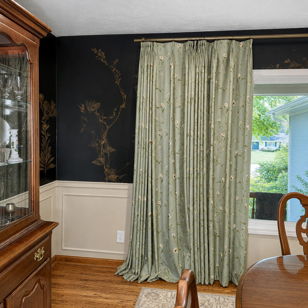 Jussi Pastoral Style Sage Floral Curtains