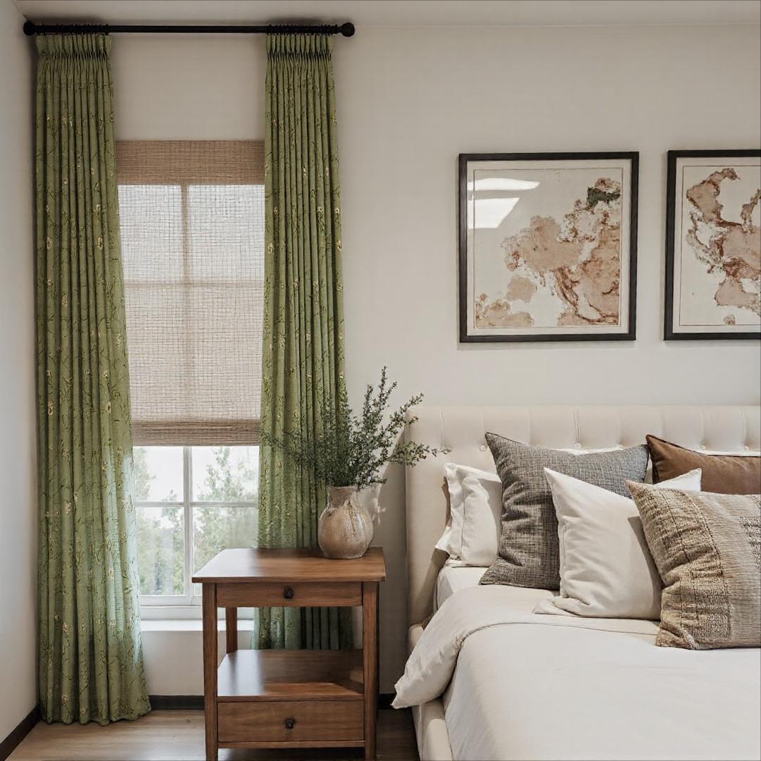 Jussi Pastoral Style Sage Floral Curtains