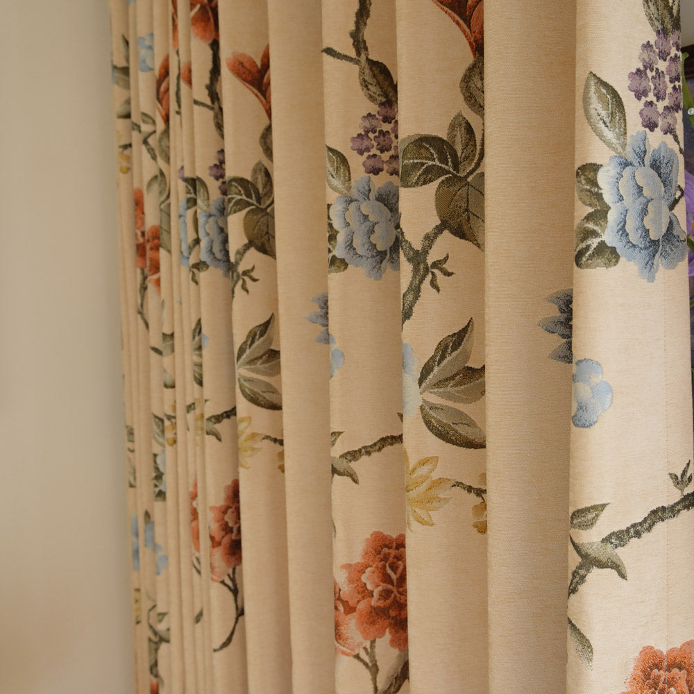 Kaylee Vintage Style Bold Floral Cotton Curtains