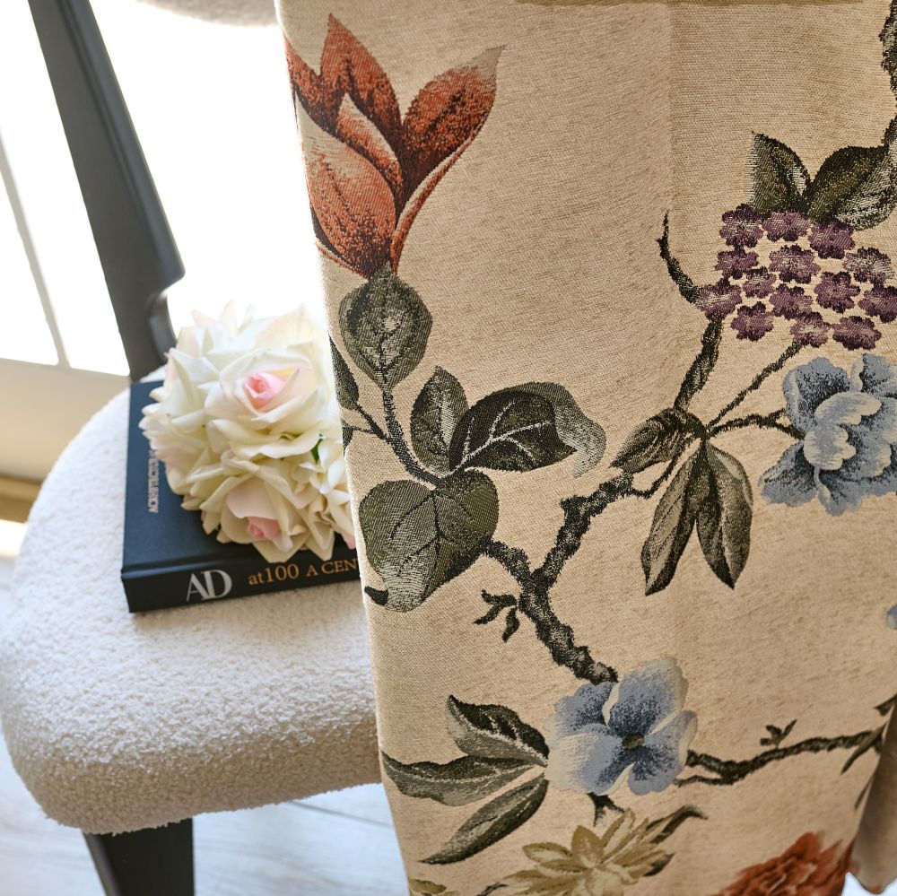 Kaylee Vintage Style Bold Floral Cotton Curtains