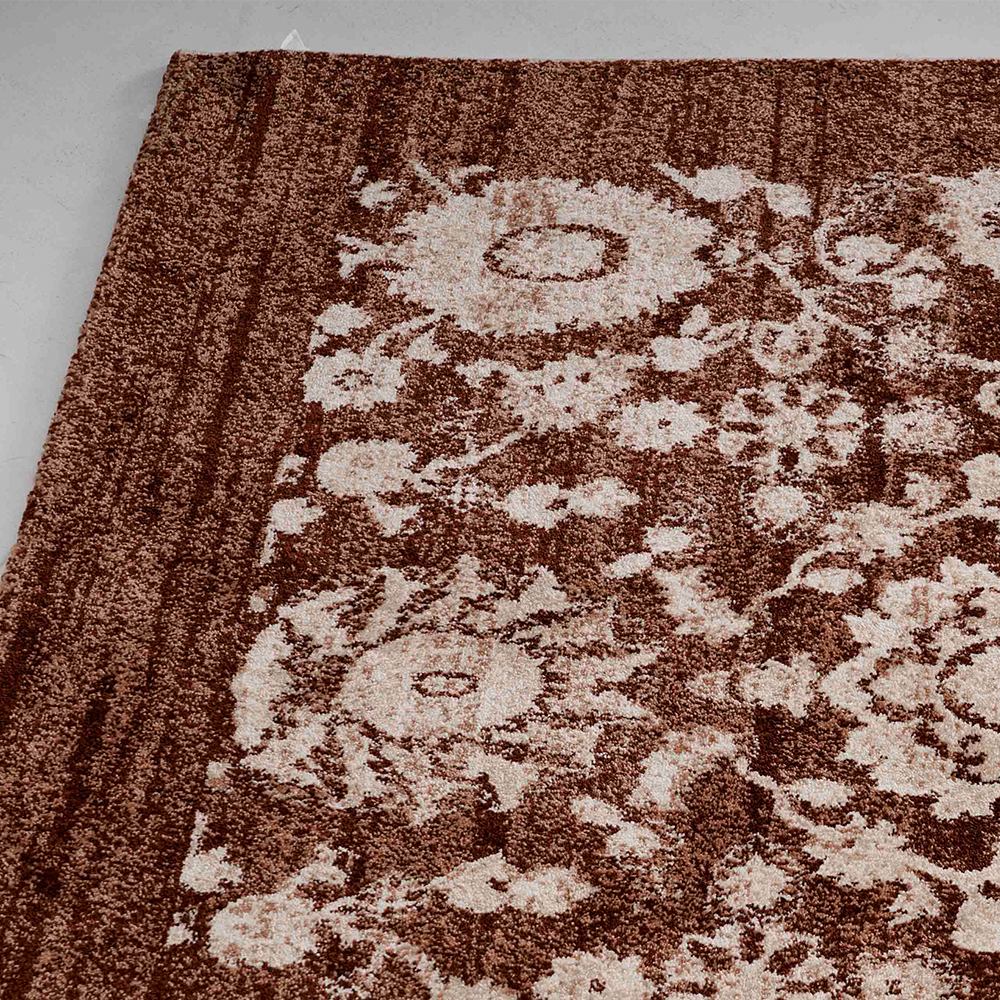 Tapis en polypropylène à médaillon floral vieilli Kellan