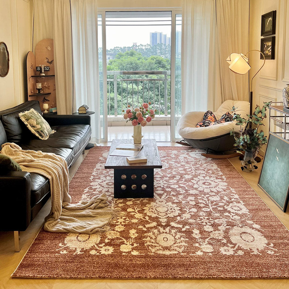 Tapis en polypropylène à médaillon floral vieilli Kellan