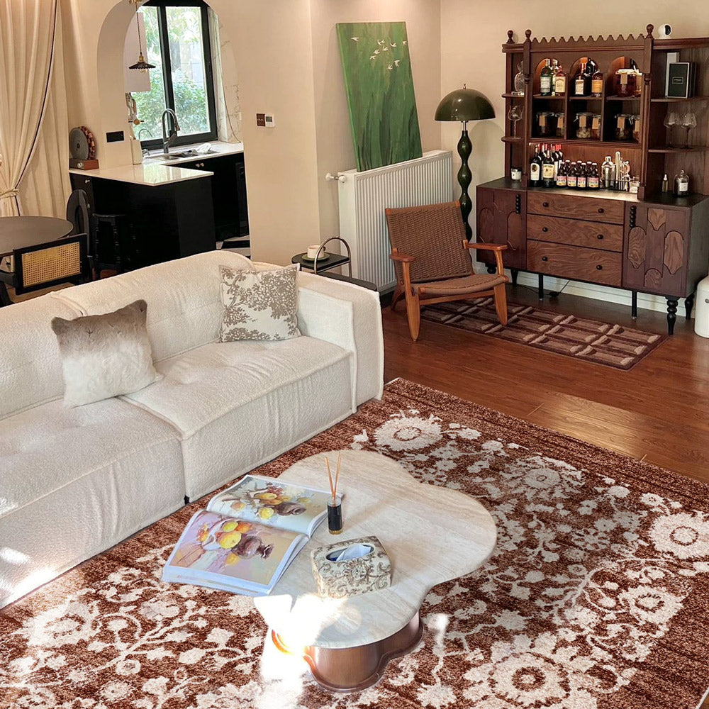 Tapis en polypropylène à médaillon floral vieilli Kellan
