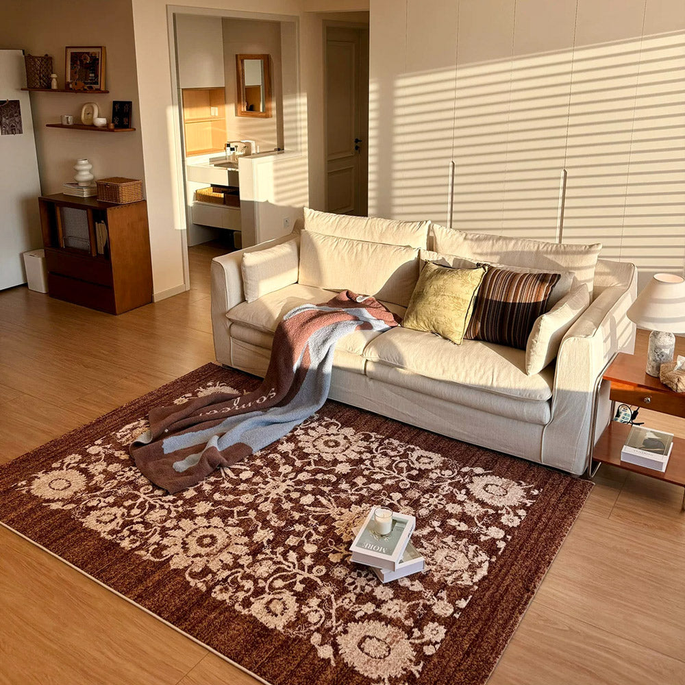 Tapis en polypropylène à médaillon floral vieilli Kellan