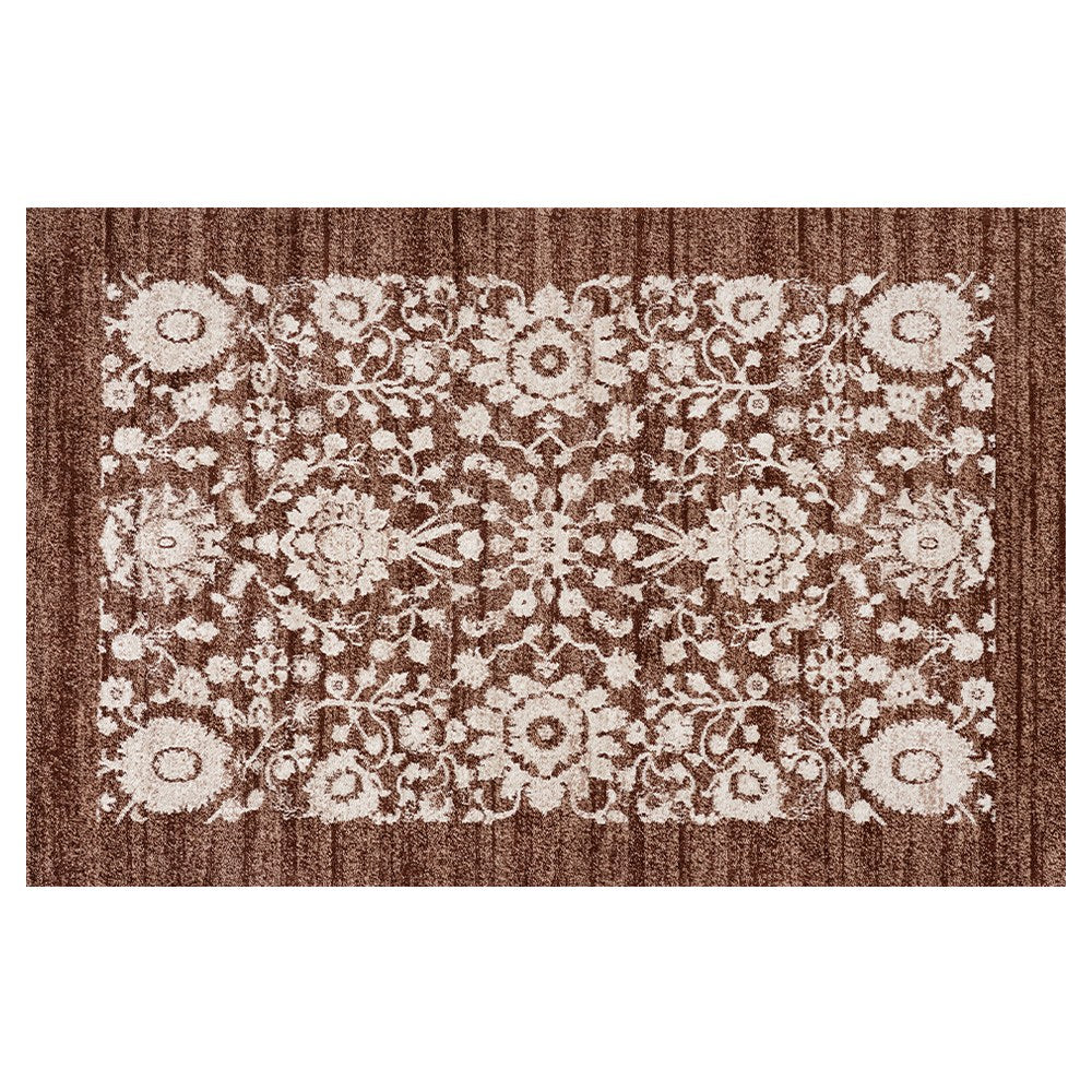 Tapis en polypropylène à médaillon floral vieilli Kellan