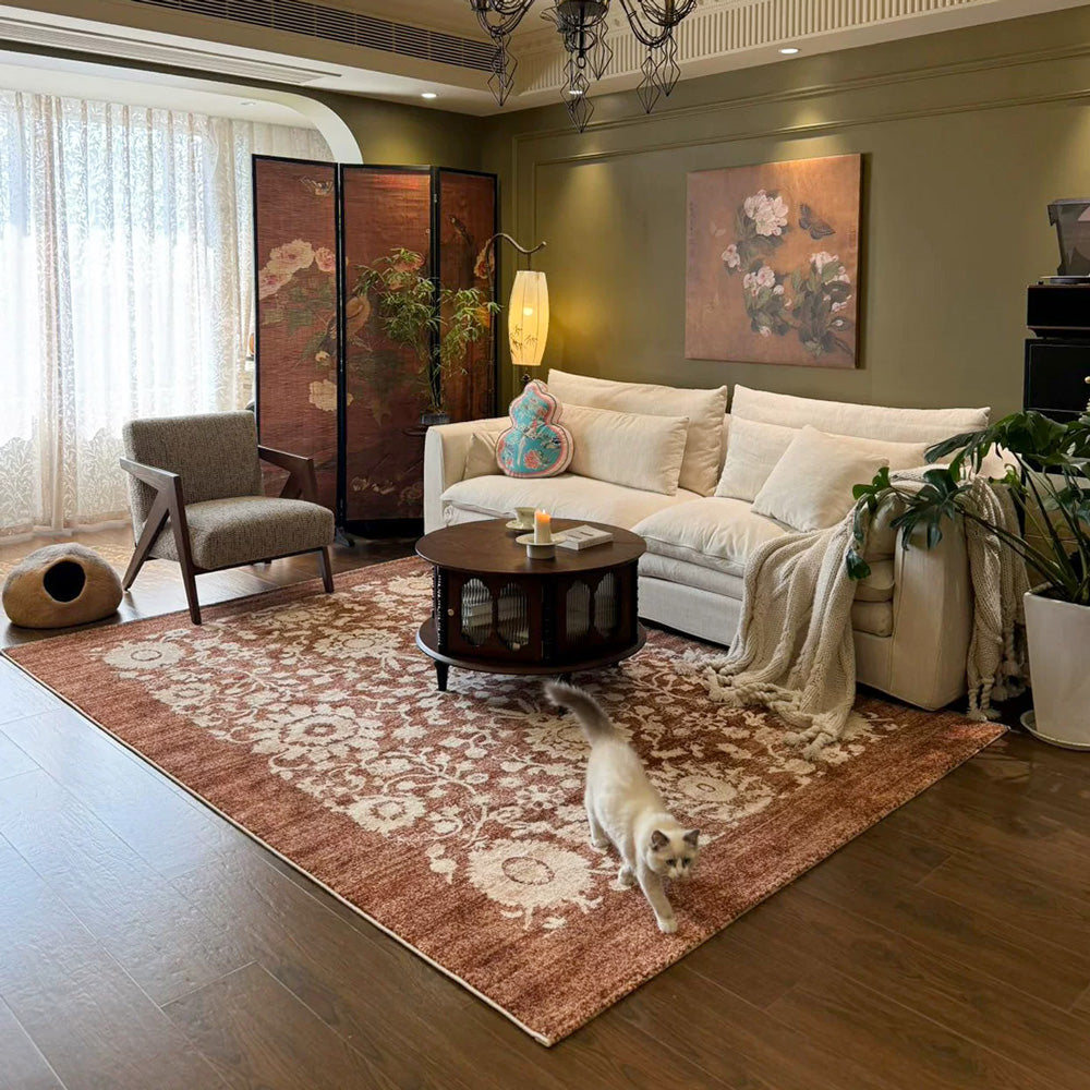 Tapis en polypropylène à médaillon floral vieilli Kellan