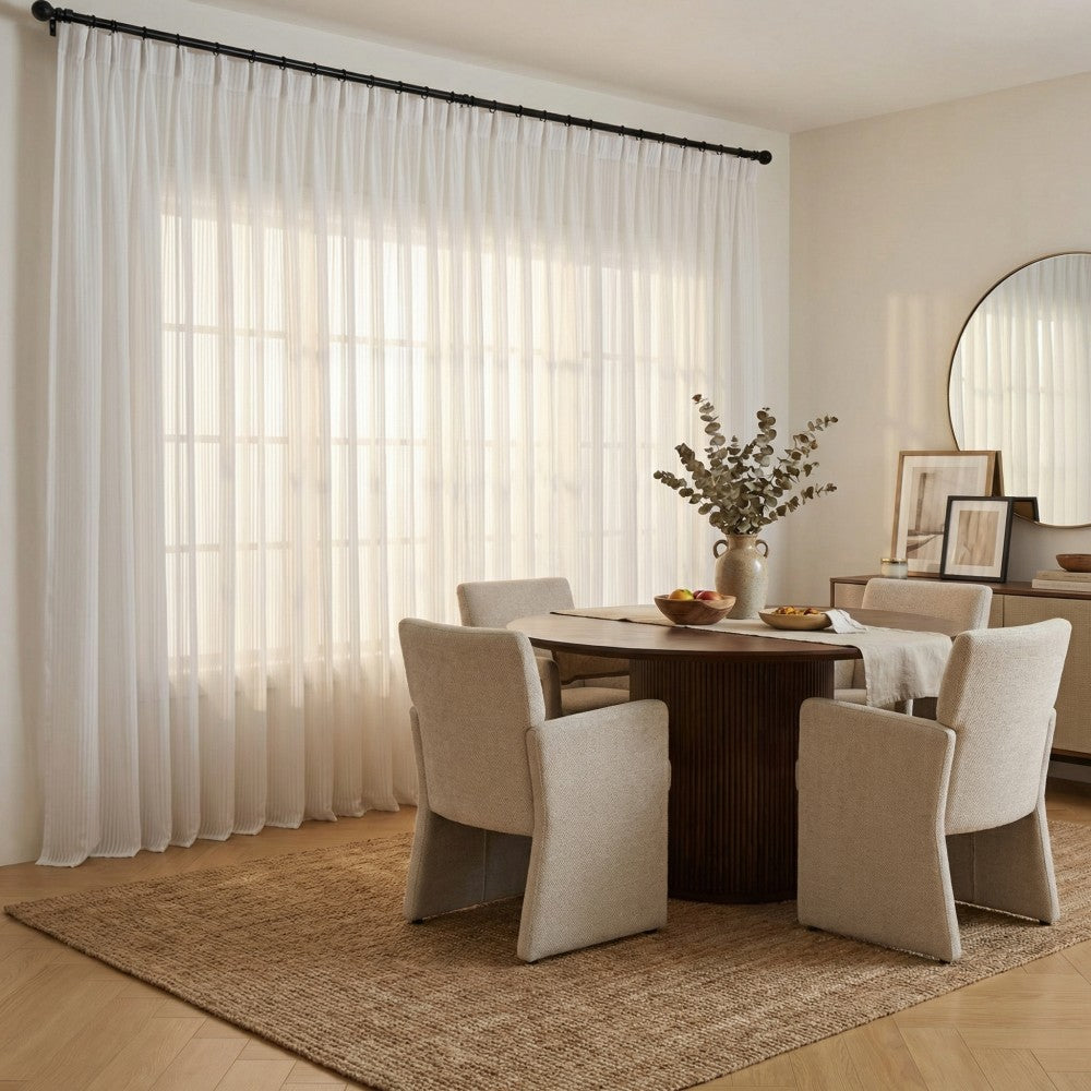 Kerry Striped White Sheer Curtains