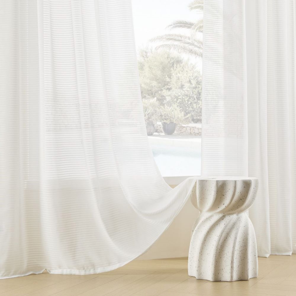 Kerry Striped White Sheer Curtains
