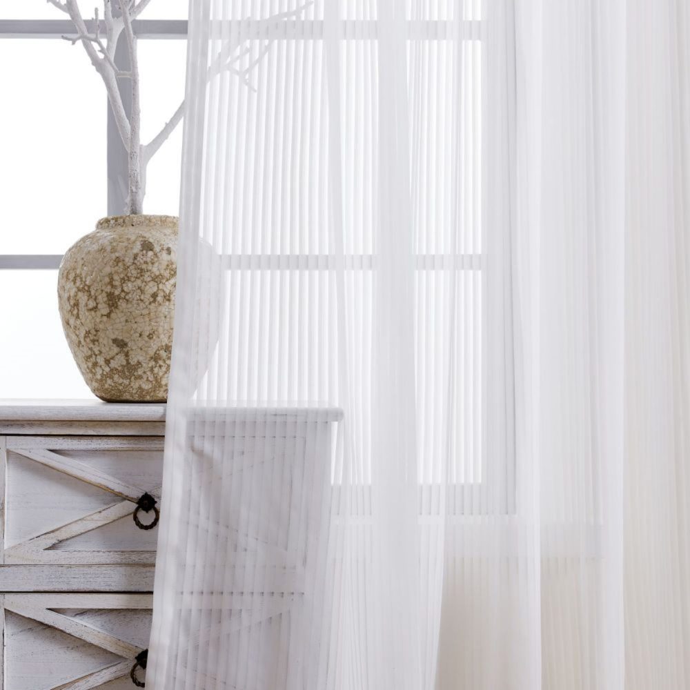 Kerry Striped White Sheer Curtains