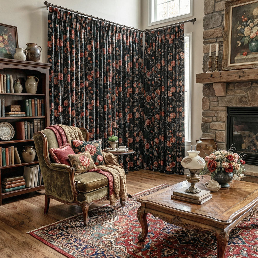 Klara Bold Rose Printed Curtains