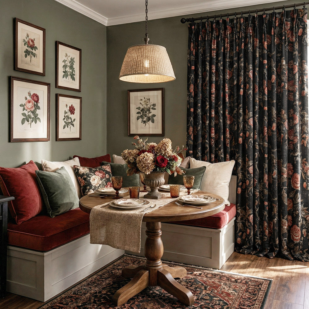 Klara Bold Rose Printed Curtains