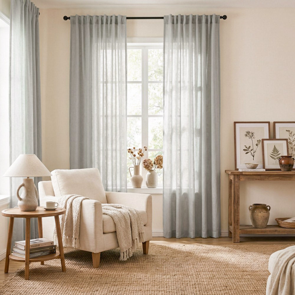 Kodi Light Filtering Linen Sheer Curtains