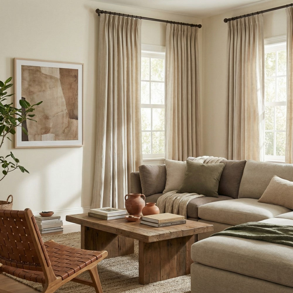 Lacey Cashmere-Like Wood Grain Textured Curtains