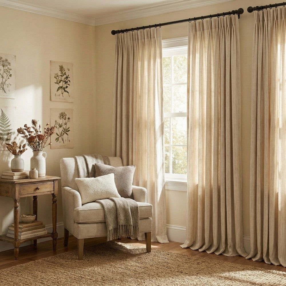 Lacey Cashmere-Like Wood Grain Textured Curtains