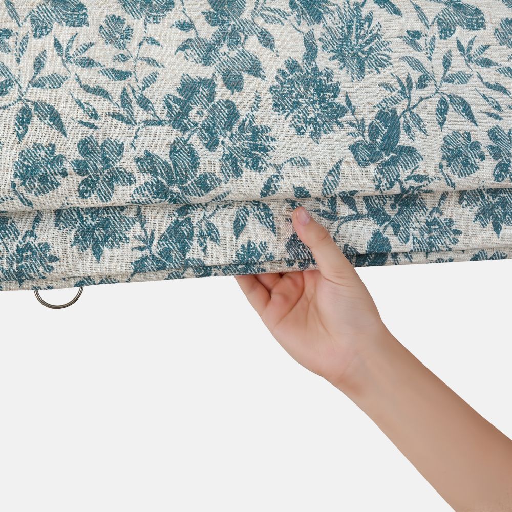 Lanka Blue Floral Roman Shade