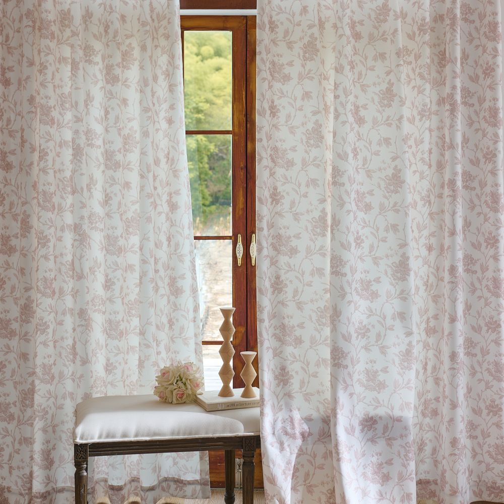 Larissa Hibiscus Flower Botanical Printed Curtains