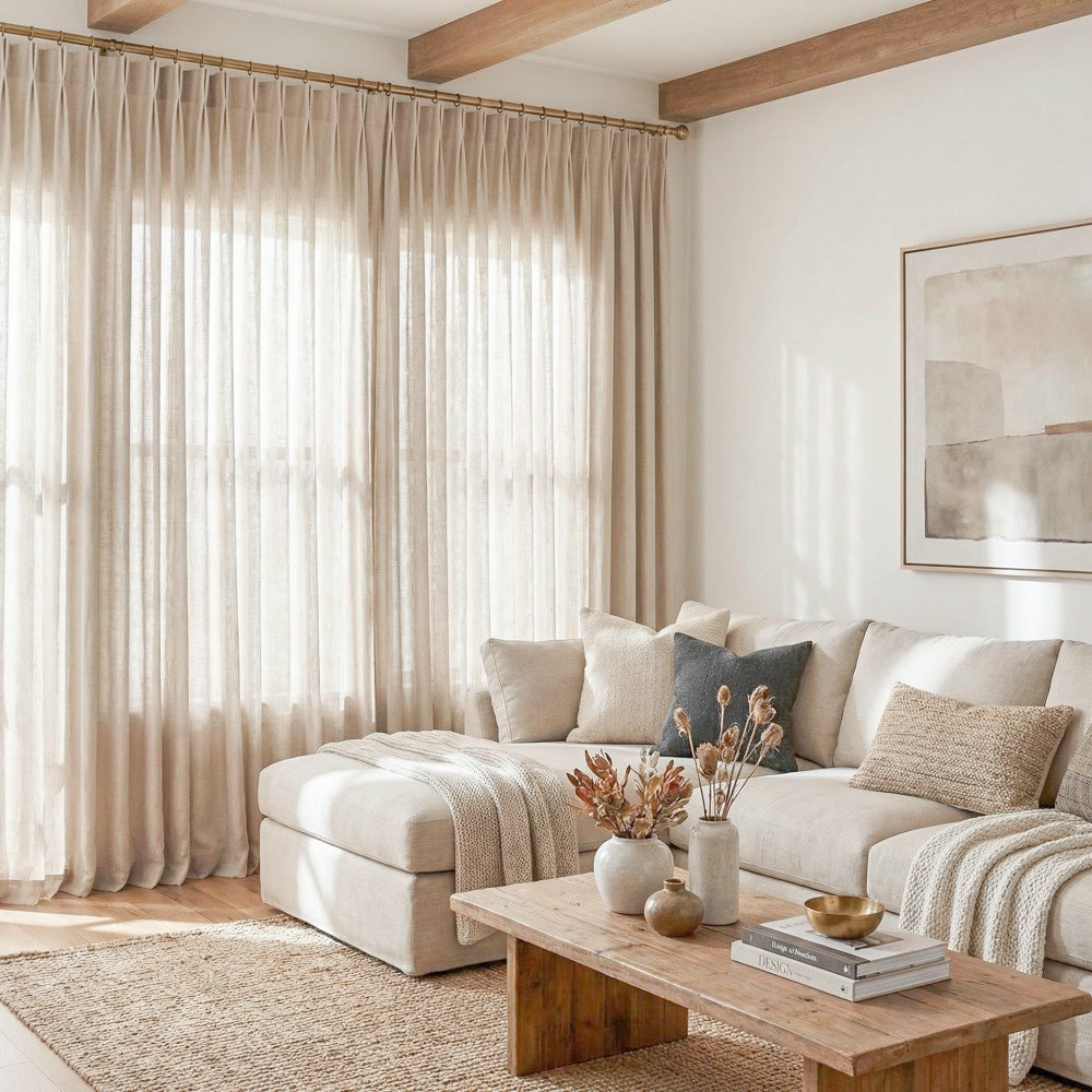 Leah Cotton Texture White Sheer Curtains