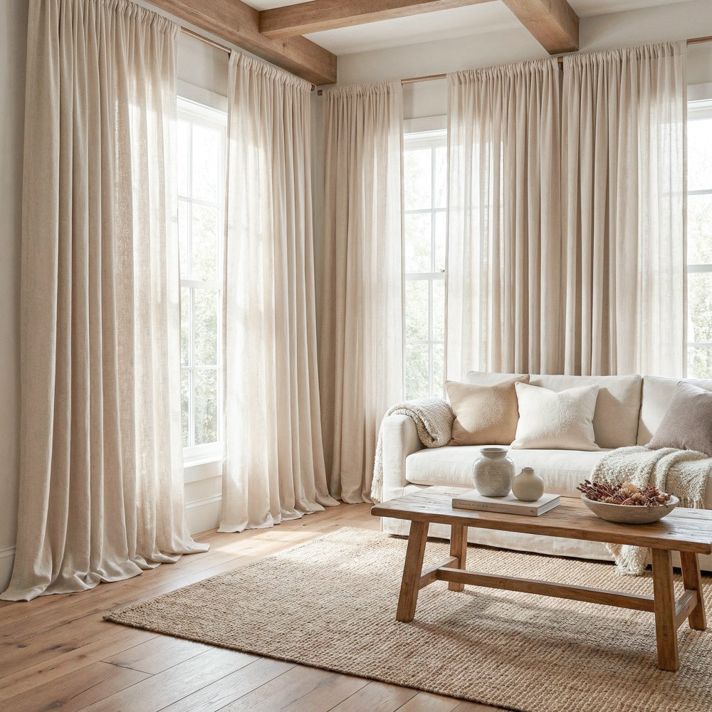 Leah Cotton Texture White Sheer Curtains